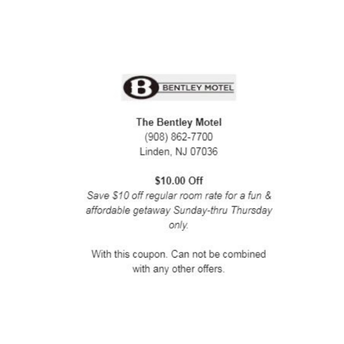 Coupons for Bentley Motel